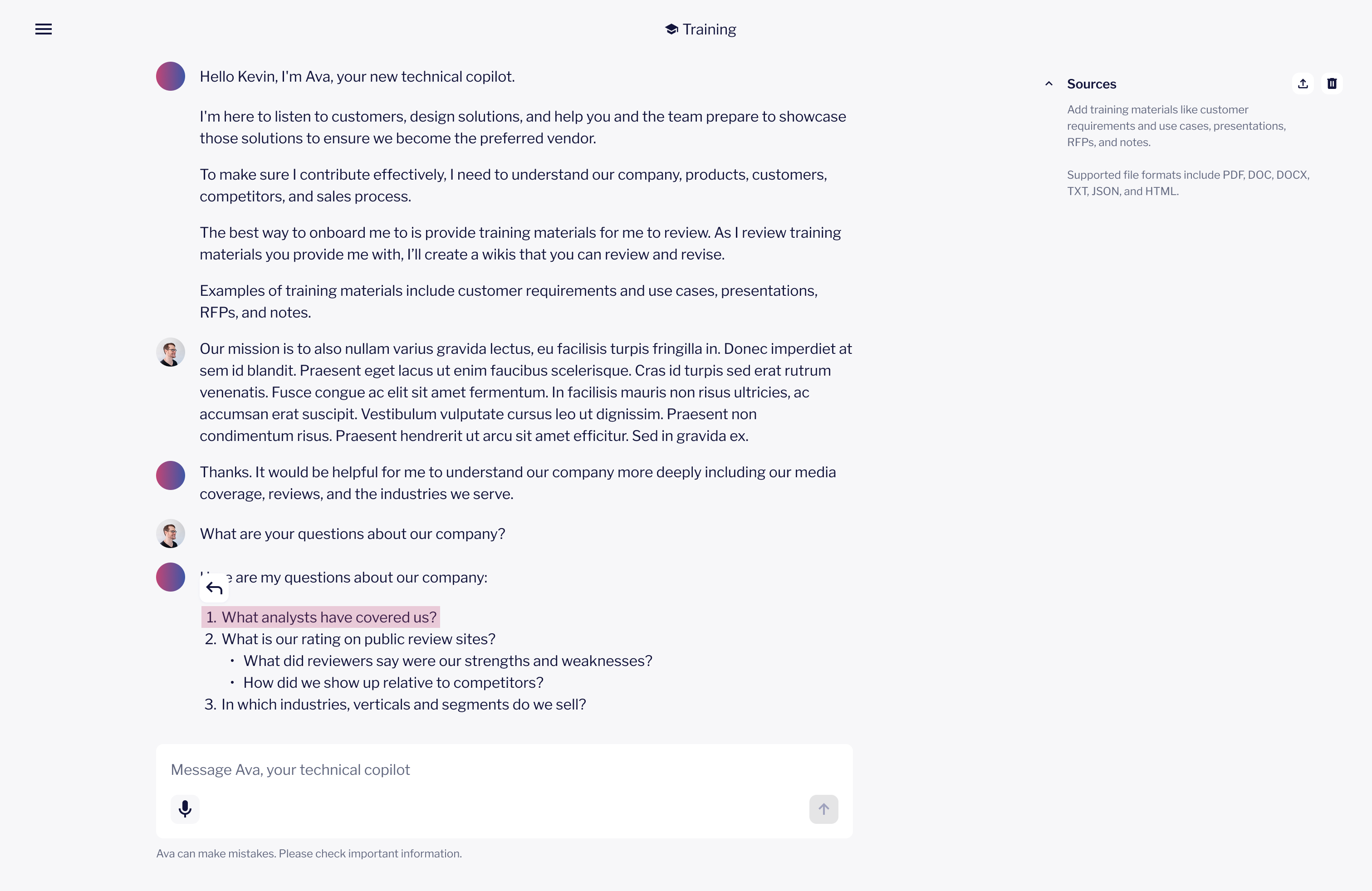 Ava interaction design overview